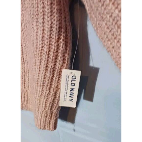 Old Navy Womens V Neck Cropped Fuzzy Cardigan Pale Pink Sweater Poly Blend NWT - Picture 6 of 9